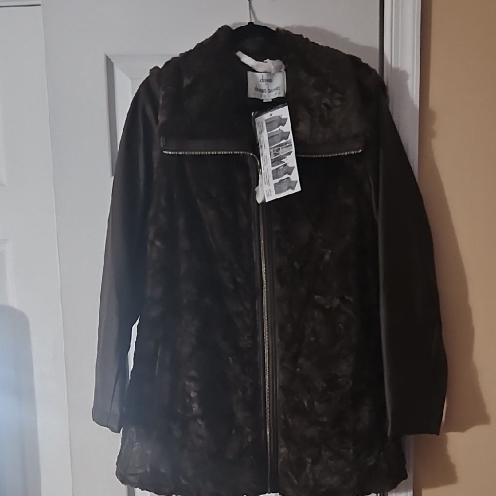 Dennis Basso Brown Faux Leather Fur Jacket/Vest - Women -XL - Picture 2 of 11
